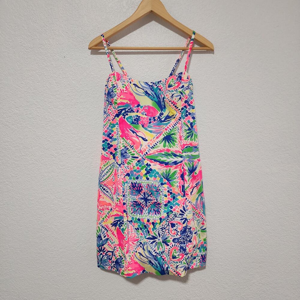 Lilly Pulitzer Tropical Floral Print Spaghetti Strap Mini Sun Dress Medium